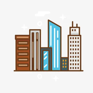 彩色城市建筑免抠