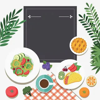 手绘沙拉装饰边框免抠