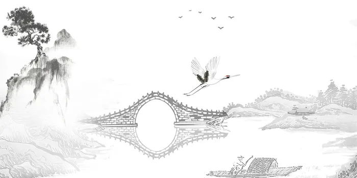 古代山水水墨背景高清