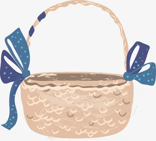 卡通手绘图案篮子免抠