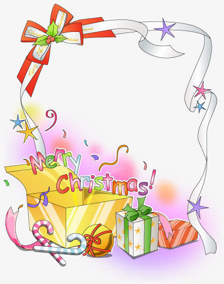 圣诞节日喜庆礼物边框免抠