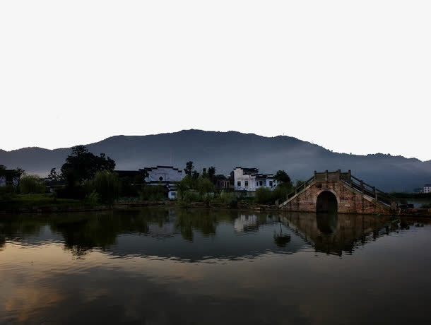 徽州风景山下小桥免抠