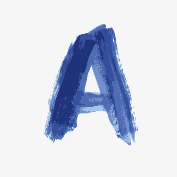 蓝色水墨字母A免抠