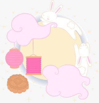 矢量玉兔祥云月饼免抠