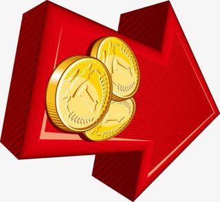 红色箭头金属硬币元素免抠