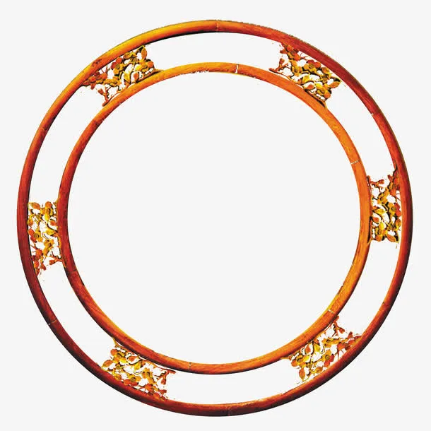 圆形镂空中式窗户免抠