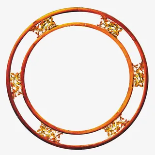 圆形镂空中式窗户免抠