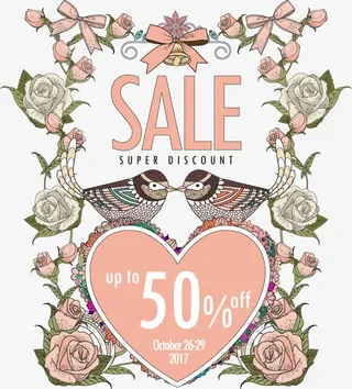 唯美花鸟促销图案免抠