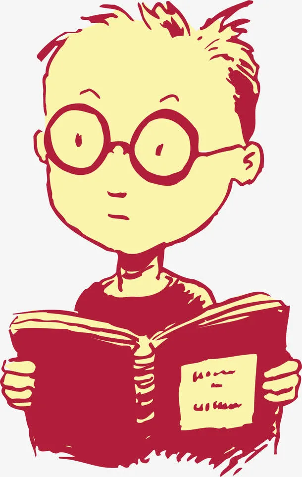 读书的小男孩免抠
