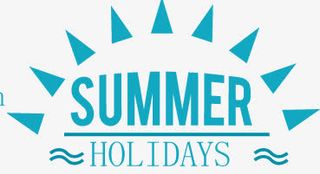 蓝色暑假标签免抠