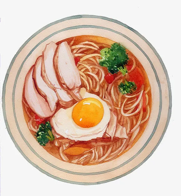 一碗鸡蛋熏肉面免抠