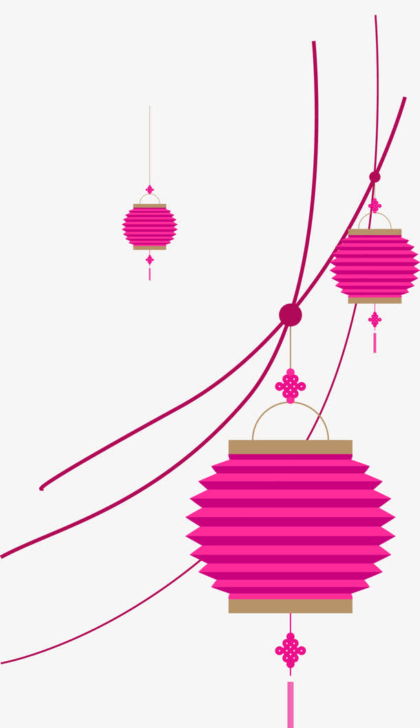 紫色中国风灯笼装饰图案免抠