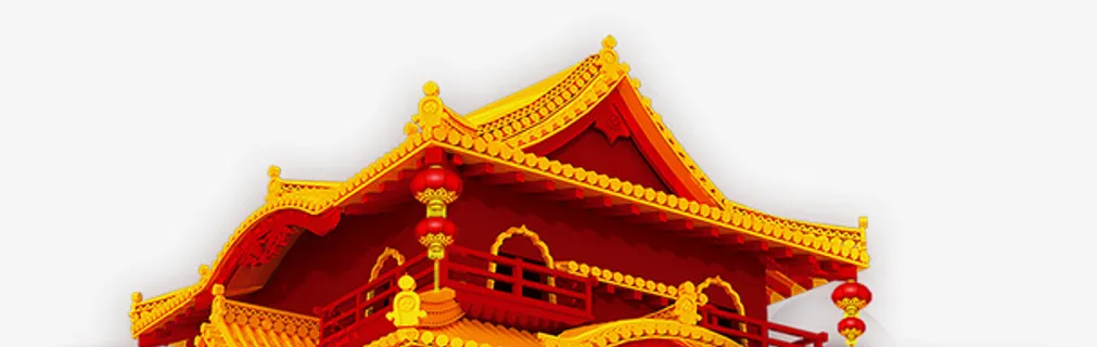 亭台楼阁大红楼喜庆古代楼免抠