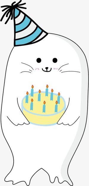矢量可爱生日海豹免抠