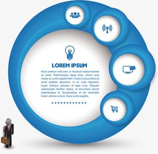 矢量蓝色图表免抠