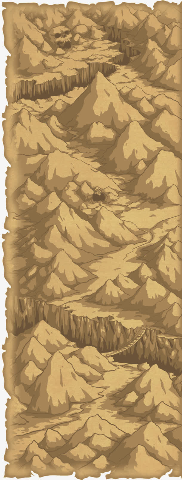 黄色纸张沟壑山峰背景