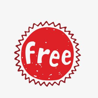 红色手绘free促销标签免抠