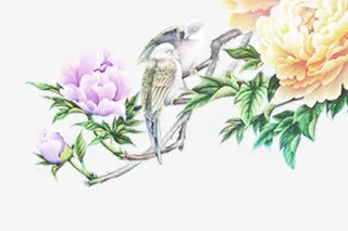 古风喜鹊花枝中国风免抠