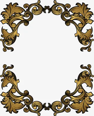 黑金色欧式花纹免抠