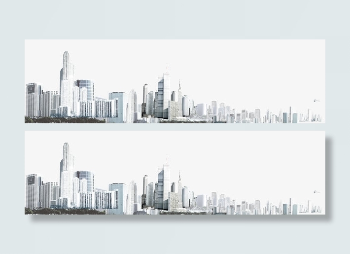 灰调城市实景免抠