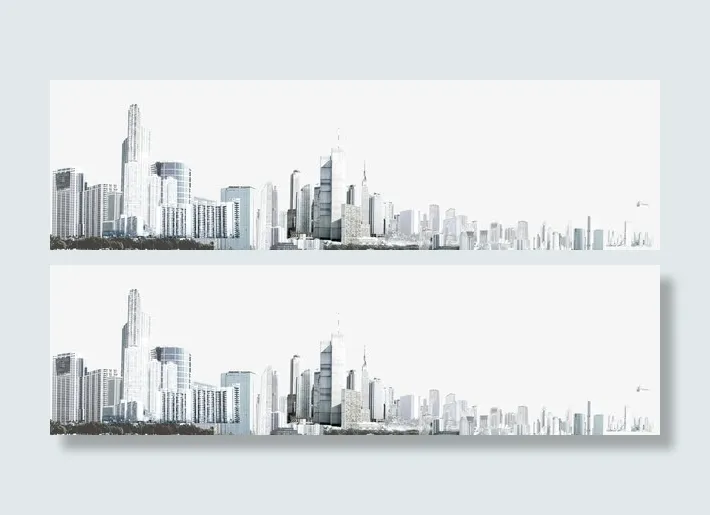 灰调城市实景免抠