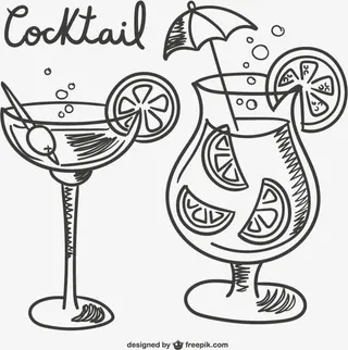手绘鸡尾酒矢量素材下载,免抠