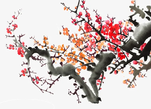 水墨画梅花免抠