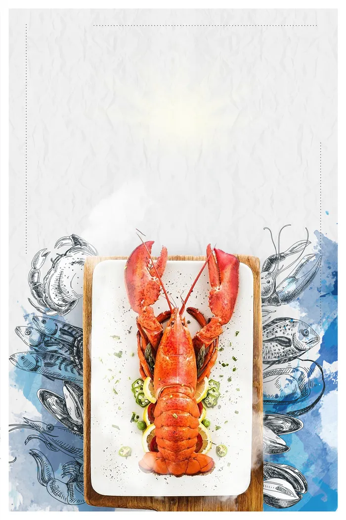 创意手绘海鲜纹理高清