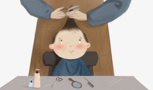 手绘可爱插画二月二龙抬头剃头的免抠