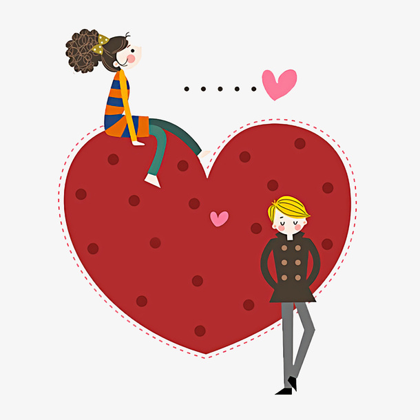 七夕星空云朵爱心情侣插画免费下免抠