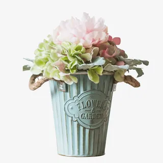 复古蓝铁皮花筒免抠