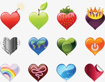 爱心造型图标设计矢量图免抠