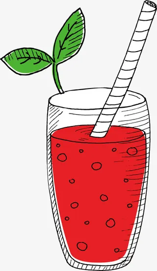 矢量手绘水果牛奶果汁榨汁机免抠