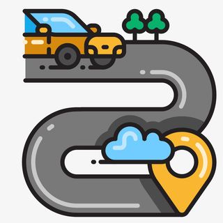 卡通简约线条定位导航装饰设计免抠