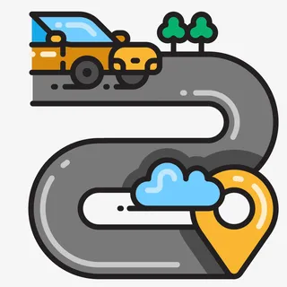 卡通简约线条定位导航装饰设计免抠