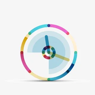 渐变颜色圆形时钟免抠