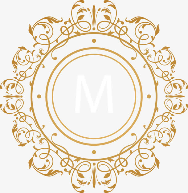 金色欧式花纹免抠