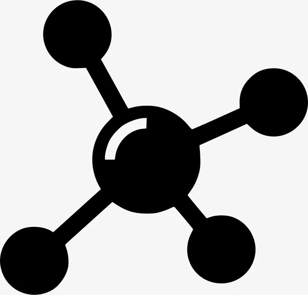 手绘黑色分子结构图png免抠