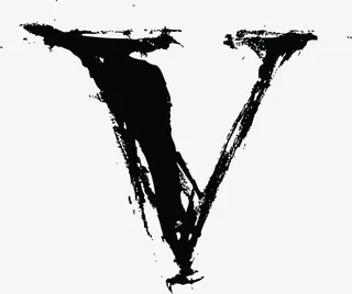 中国风墨迹字母V免抠