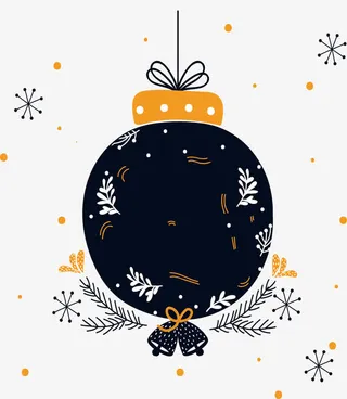 深蓝色圣诞球免抠