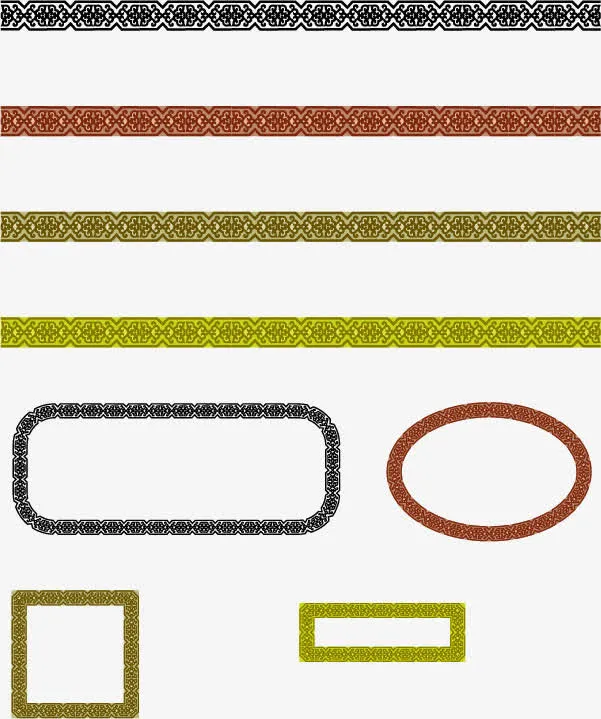 中国风花纹边框圆阵列免抠