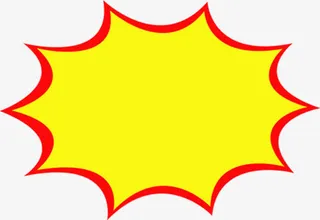 黄色话语框红色边框免抠