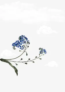 国潮风古风小蓝花免抠