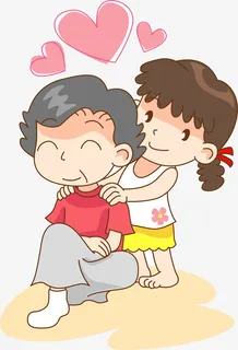 揉肩的小女孩免抠