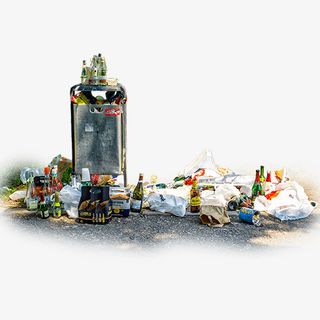 彩色凌乱装饰垃圾桶设计图免抠