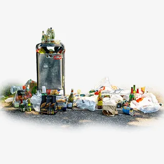 彩色凌乱装饰垃圾桶设计图免抠