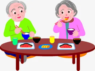 吃饭的老年人免抠