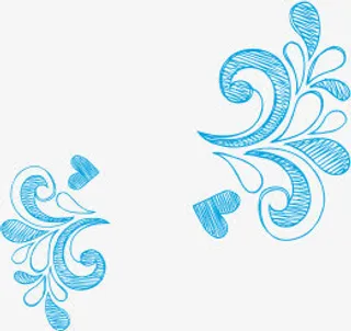 蓝色中国风手绘免抠