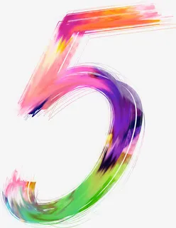 墨迹彩色数字5设计免抠 墨迹彩色数字5设计免抠