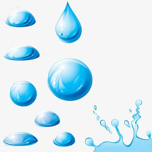 蓝色水珠水花图片免抠